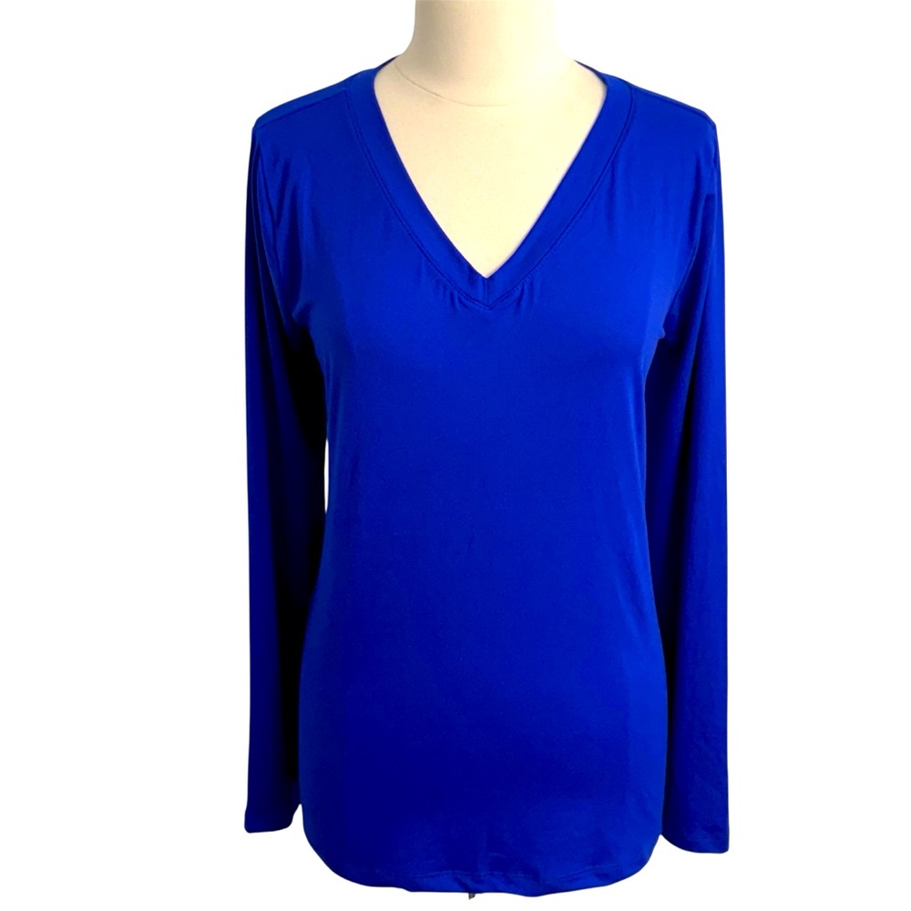Zenana Women's Long Sleeve, V-Neckline, Pull-Over Top, Cobalt Blue, Size 2XL